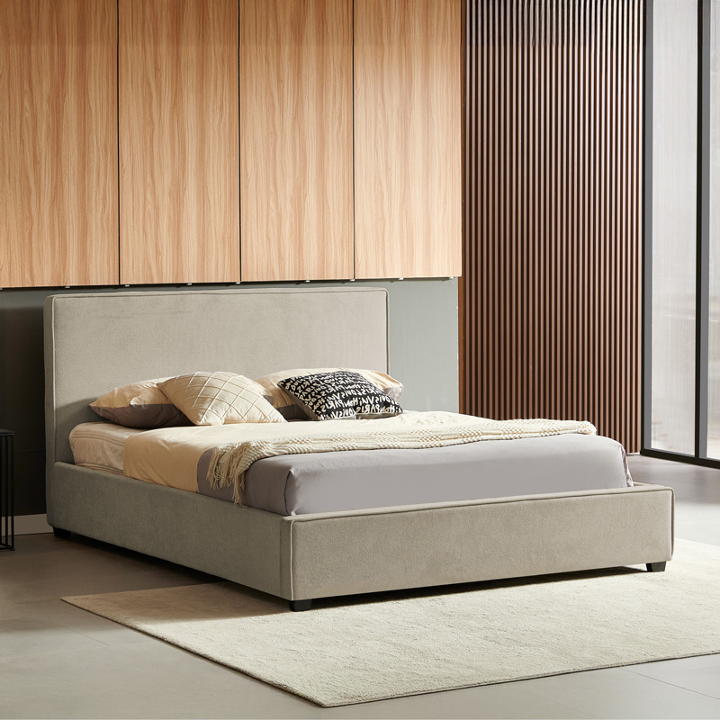 Κρεβάτι διπλό Bedka pakoworld ύφασμα γκρι με αποθηκευτικο χώρο160x200εκ