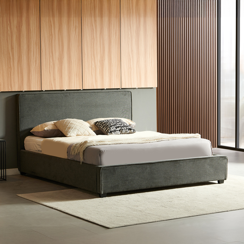 Κρεβάτι διπλό Bedka pakoworld ύφασμα ανθρακί με αποθηκευτικό χώρο 160x200εκ