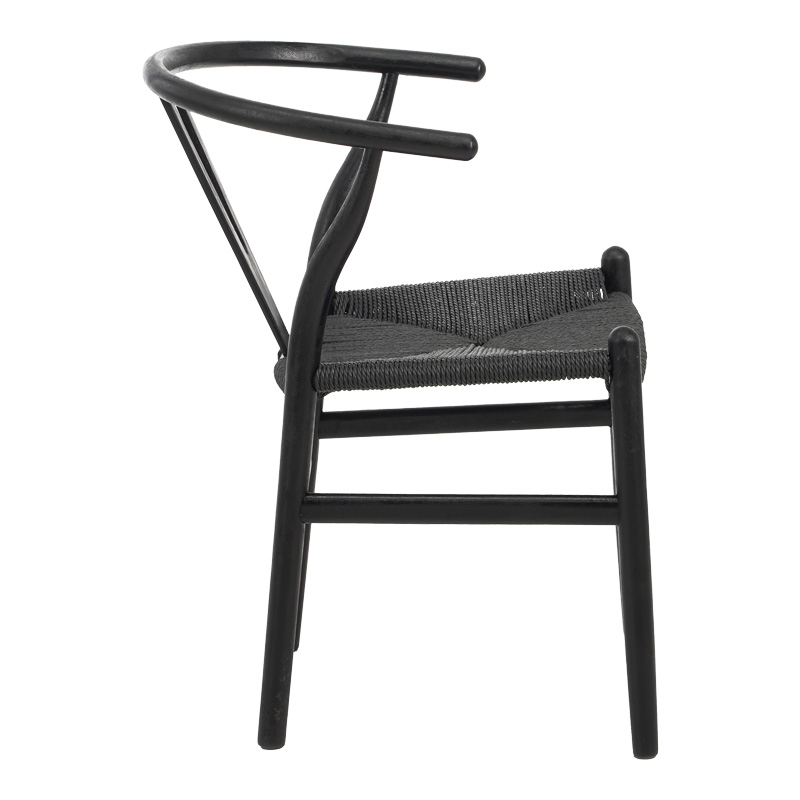 Καρέκλα Wishbone pakoworld rubberwood-σχοινί σε μαύρη απόχρωση 60x51x80εκ