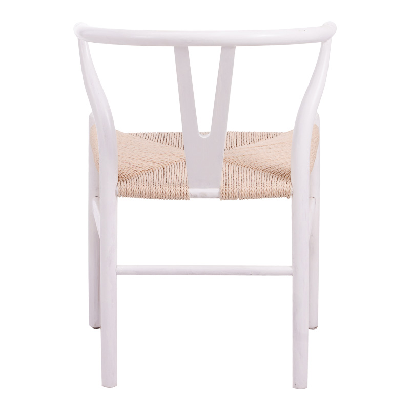 Καρέκλα Wishbone pakoworld rubberwood-σχοινί σε λευκή απόχρωση 60x51x80εκ