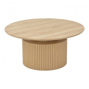 Τραπέζι σαλονιού Opols pakoworld mdf σε  φυσική απόχρωση Φ90x42εκ