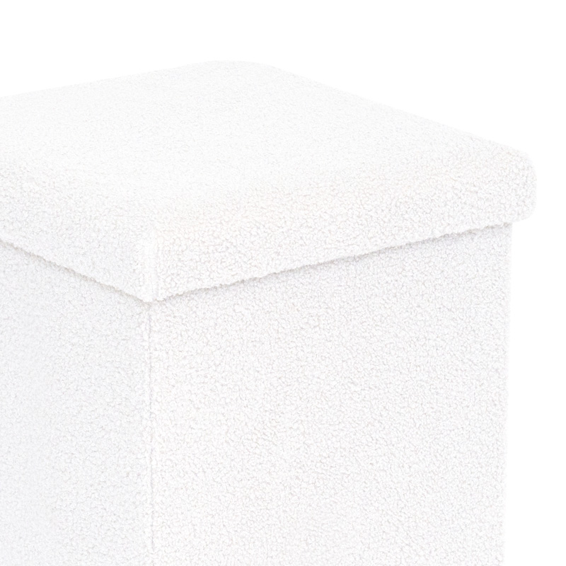 Σκαμπό-μπαούλο Crystal pakoworld μπουκλέ ύφασμα σε ivory απόχρωση 38x38x38εκ