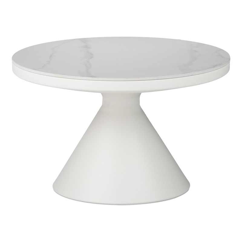 Βοηθητικά τραπέζια Coozlin Inart sintered stone σε απόχρωση λευκό μαρμάρου με λευκό μέταλλο