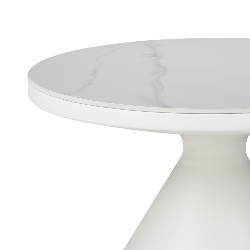 Βοηθητικά τραπέζια Coozlin Inart sintered stone σε απόχρωση λευκό μαρμάρου με λευκό μέταλλο