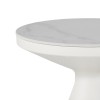 Βοηθητικό τραπέζι Coozlin Inart sintered stone σε απόχρωση λευκό μαρμάρου με λευκό μέταλλο Φ50x50εκ