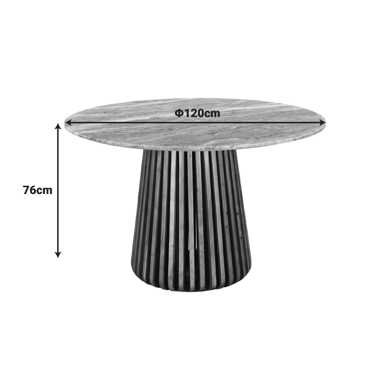 Τραπέζι Mable pakoworld μασίφ ξύλο ακακίας σε φυσική απόχρωση και επιφάνεια μαρμάρου Φ120x76εκ