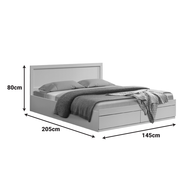 Κρεβάτι Olympus pakoworld με συρτάρι σε λευκή απόχρωση 140x200εκ