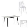 Τραπεζαρία Aurora I-Gustas pakoworld σετ 5τεμ sintered stone-μαύρο-λευκό 120x60x75εκ