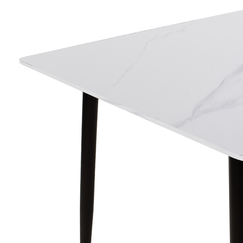 Τραπεζαρία Aurora I-Gustas pakoworld σετ 5τεμ sintered stone-μαύρο-λευκό 120x60x75εκ