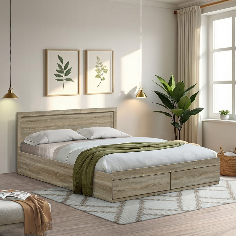 Κρεβάτι Olympus pakoworld με συρτάρι σε φυσική απόχρωση 160x200εκ