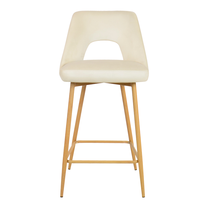 Σκαμπό μπαρ Murde pakoworld μπεζ βελούδο και μεταλλικά πόδια σε φυσική απόχρωση 47x52x96εκ