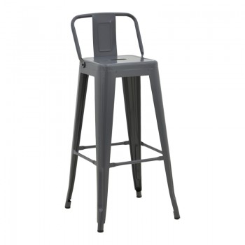 Σκαμπό μπαρ με πλάτη Utopia pakoworld μέταλλο σε ανθρακί απόχρωση 42x42x97εκ