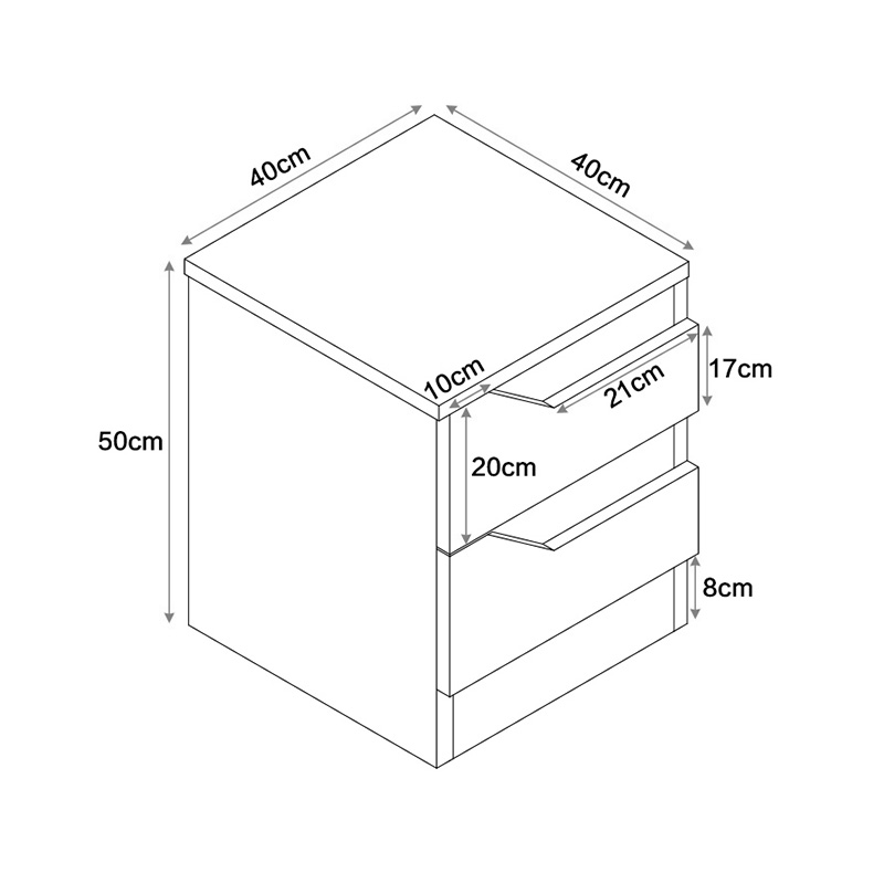 Κομοδίνο Verena II pakoworld σε λευκή-sonoma απόχρωση 40x40x50εκ