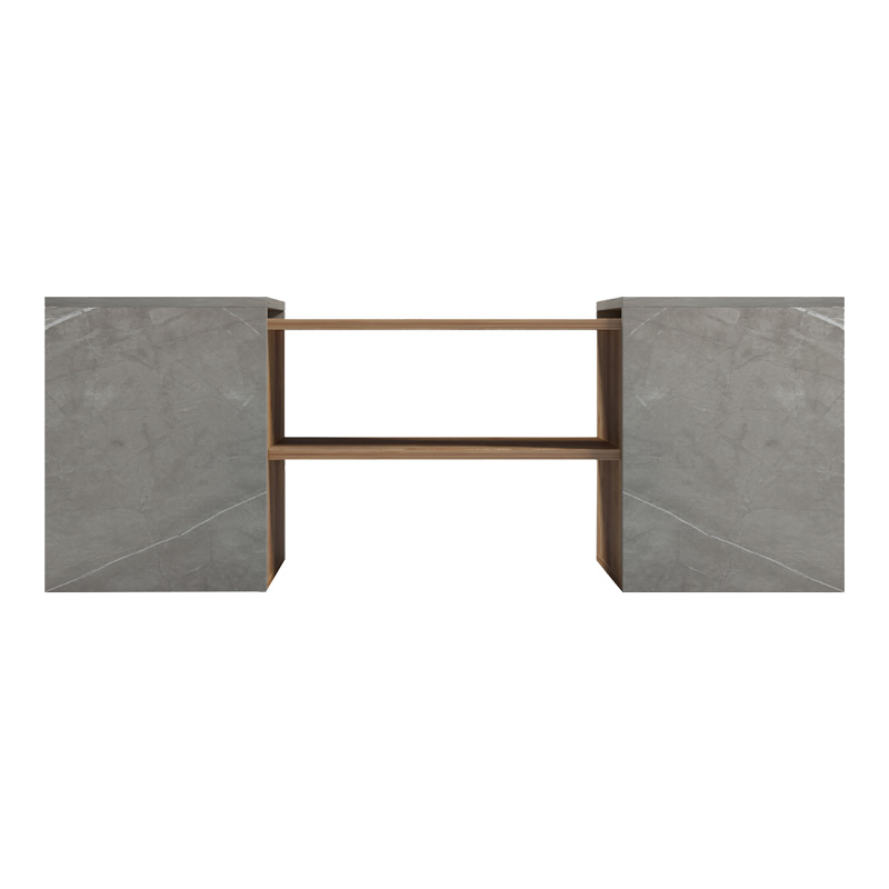 Τραπέζι σαλονιού Morfi pakoworld πολυμορφικό 3τεμ σε oak-μπεζ μαρμάρου απόχρωση 105x45x37εκ