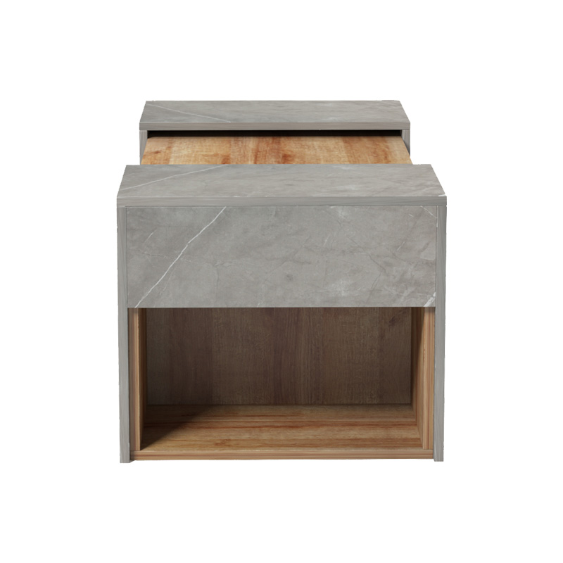 Τραπέζι σαλονιού Morfi pakoworld πολυμορφικό 3τεμ σε oak-μπεζ μαρμάρου απόχρωση 105x45x37εκ