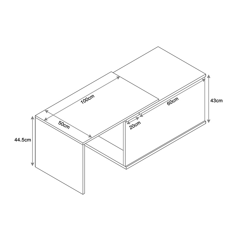 Τραπέζι σαλονιού Extera pakoworld επεκτεινόμενο σε λευκή-sonoma απόχρωση 100-160x50x45εκ