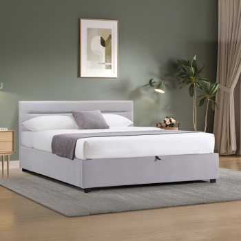 Κρεβάτι Molito pakoworld βελούδο σε γκρι απόχρωση με αποθηκευτικό χώρο150x200εκ