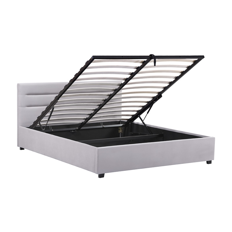 Κρεβάτι Molito pakoworld βελούδο σε γκρι απόχρωση με αποθηκευτικό χώρο150x200εκ