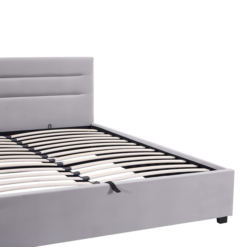 Κρεβάτι Molito pakoworld βελούδο σε γκρι απόχρωση με αποθηκευτικό χώρο150x200εκ