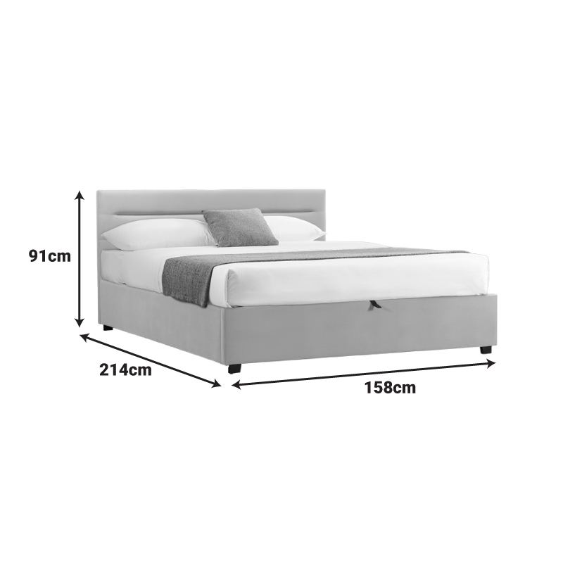 Κρεβάτι Molito pakoworld βελούδο σε γκρι απόχρωση με αποθηκευτικό χώρο150x200εκ