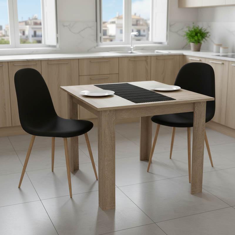 Τραπεζαρία Manka I-Bella pakoworld σετ 3τεμ σε sonoma truffle απόχρωση 80x80x77εκ