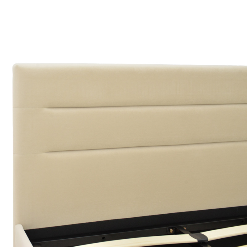 Κρεβάτι Molito pakoworld βελούδο σε εκρού απόχρωση με αποθηκευτικό χώρο120x200εκ