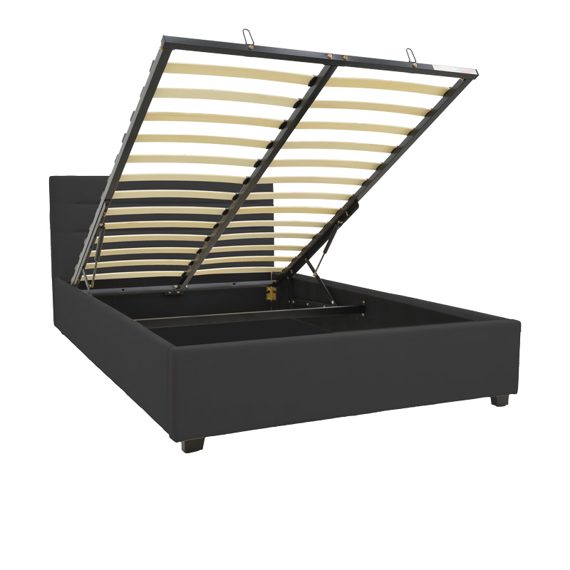 Κρεβάτι Molito pakoworld βελούδο σε μαύρη απόχρωση με αποθηκευτικό χώρο120x200εκ