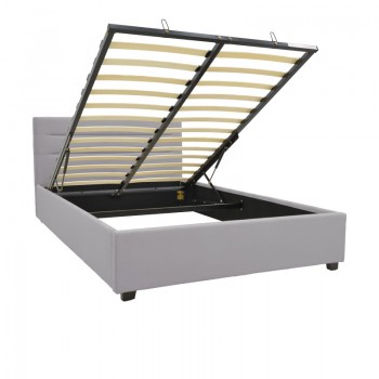 Κρεβάτι Molito pakoworld βελούδο σε γκρι απόχρωση με αποθηκευτικό χώρο120x200εκ