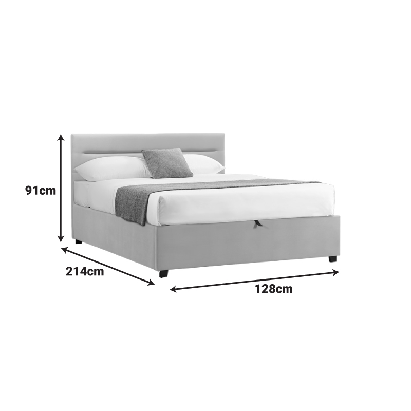 Κρεβάτι Molito pakoworld βελούδο σε γκρι απόχρωση με αποθηκευτικό χώρο120x200εκ