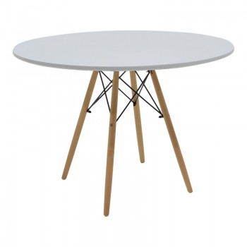 Τραπέζι Julita pakoworld MDF λευκό και ξύλο οξιάς σε φυσική απόχρωση Φ120x73εκ