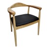 Πολυθρόνα Joube pakoworld rubberwood σε φυσική απόχρωση με μαύρο pu μαξιλάρι 50x62x72εκ