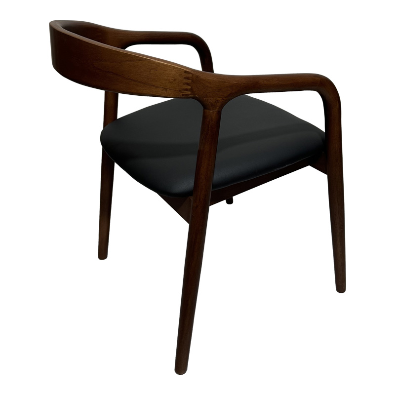 Πολυθρόνα Hogie pakoworld rubberwood σε καφέ απόχρωση με μαύρο pu μαξιλάρι 61x60x76εκ