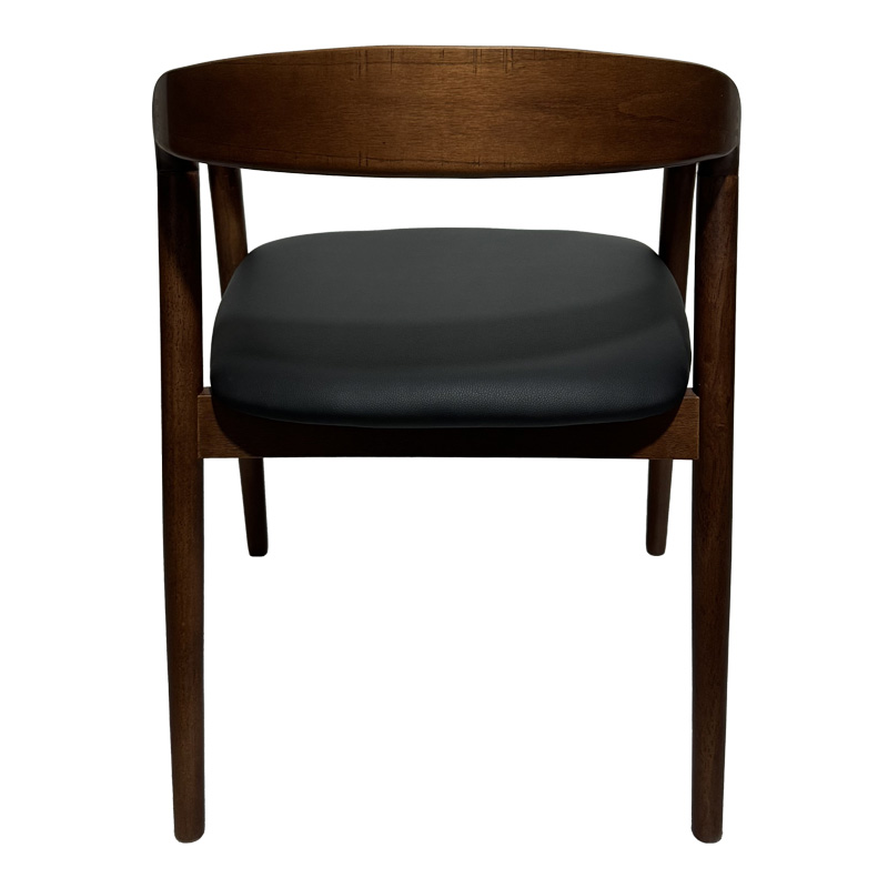 Πολυθρόνα Hogie pakoworld rubberwood σε καφέ απόχρωση με μαύρο pu μαξιλάρι 61x60x76εκ