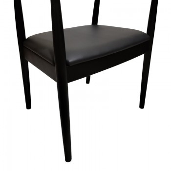 Πολυθρόνα Joube pakoworld rubberwood σε μαύρη απόχρωση με μαύρο pu μαξιλάρι 50x62x72εκ