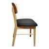 Καρέκλα Bedona pakoworld rubberwood σε φυσική απόχρωση με μαύρο pu μαξιλάρι 47x46x80εκ