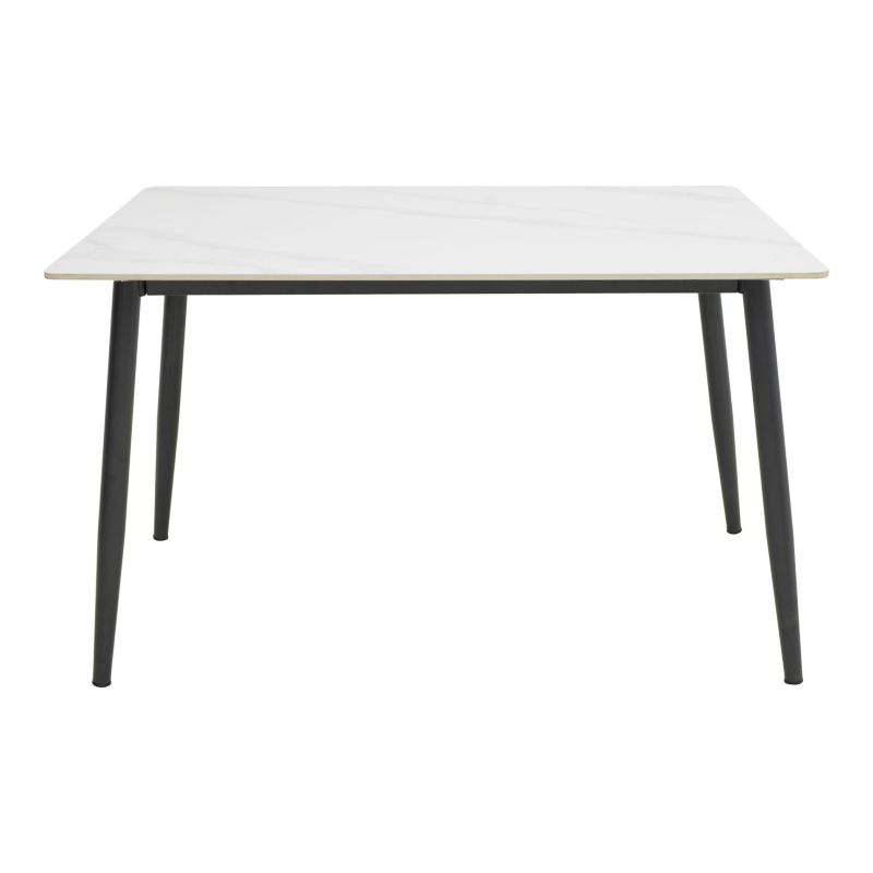 Τραπέζι Gustas Ι pakoworld λευκό μαρμάρου sintered stone-μαύρο μέταλλο 120x80x76εκ