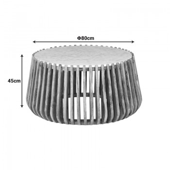 Τραπέζι σαλονιού Mable pakoworld mango ξύλο σε φυσική απόχρωση με επιφάνεια μαρμάρου Φ80x45εκ