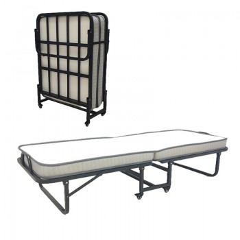 Ράντζο-κρεβάτι με στρώμα Kamu pakoworld σε μαύρη απόχρωση 75x190εκ