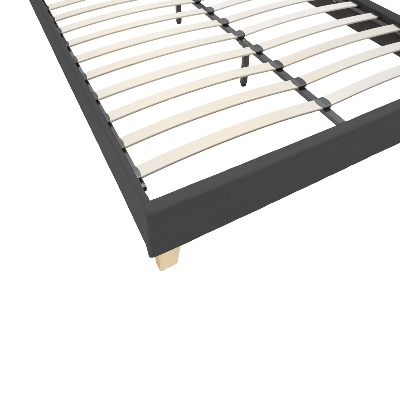 Κρεβάτι Mago pakoworld ύφασμα σε ανθρακί απόχρωση με ξύλινο πόδι 160x200εκ