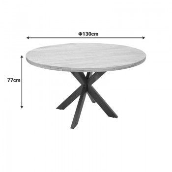 Τραπέζι Royalty I pakoworld μασίφ ξύλο mango 4εκ σε φυσική απόχρωση-πόδι μεταλλικό μαύρο Φ130x77εκ