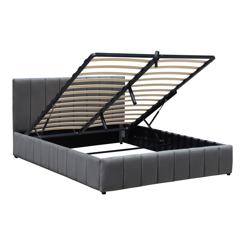 Κρεβάτι Snuggle pakoworld με αποθηκευτικό χώρο βελούδο ανθρακί 160x200εκ