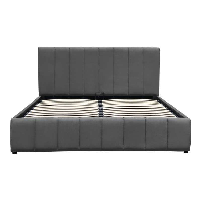 Κρεβάτι Snuggle pakoworld με αποθηκευτικό χώρο βελούδο ανθρακί 160x200εκ