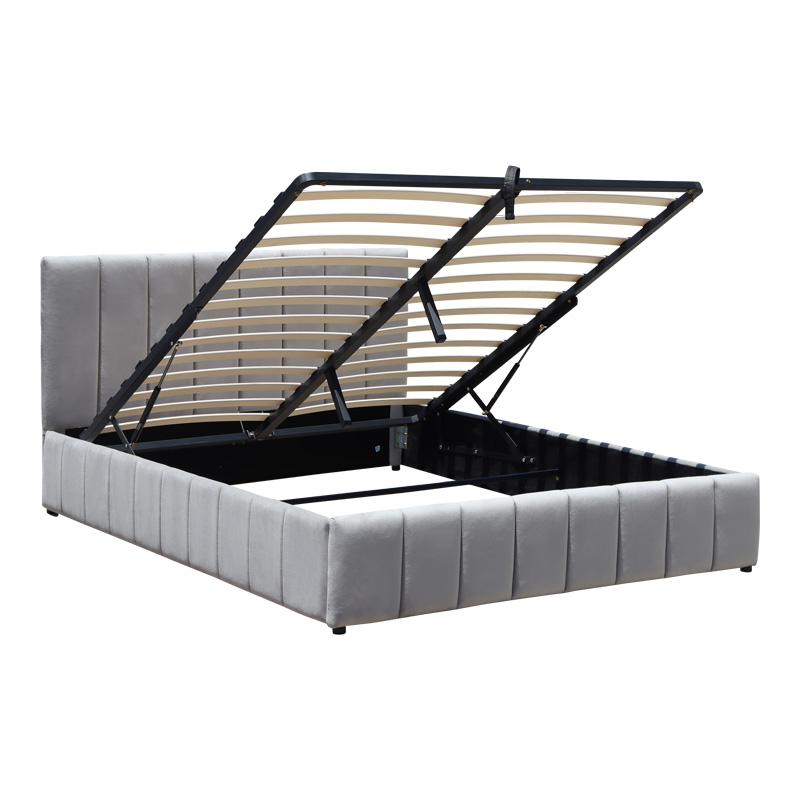 Κρεβάτι Snuggle pakoworld με αποθηκευτικό χώρο βελούδο γκρι 160x200εκ