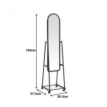 Καθρέπτης τροχήλατος Lomna pakoworld pp-μεταλλικός με ράφι σε λευκή απόχρωση 38.5x37.5x160εκ