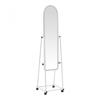 Καθρέπτης τροχήλατος Lomna pakoworld pp-μεταλλικός με ράφι σε λευκή απόχρωση 38.5x37.5x160εκ