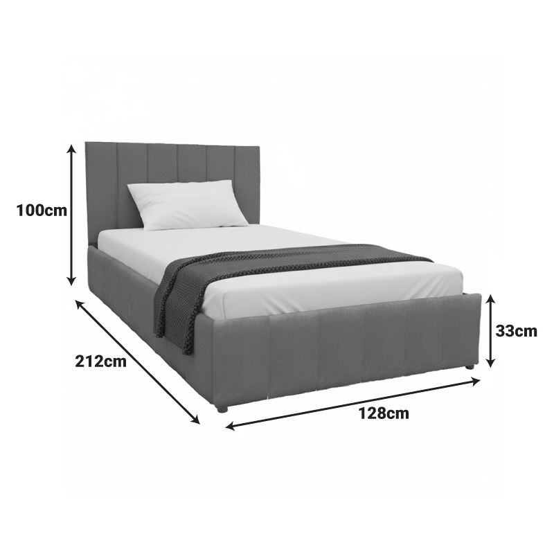 Κρεβάτι Snuggle pakoworld με αποθηκευτικό χώρο βελούδο γκρι 120x200εκ