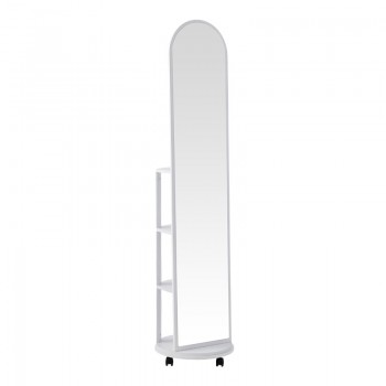 Καθρέπτης τροχήλατος Espero pakoworld mdf με ράφια σε λευκή απόχρωση Φ34x170εκ