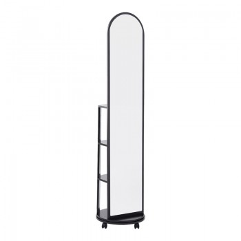 Καθρέπτης τροχήλατος Espero pakoworld mdf με ράφια σε μαύρη απόχρωση Φ34x170εκ