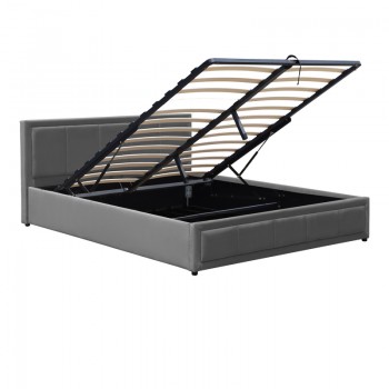 Κρεβάτι Huga pakoworld με αποθηκευτικό χώρο βελούδο ανθρακί 120x200εκ