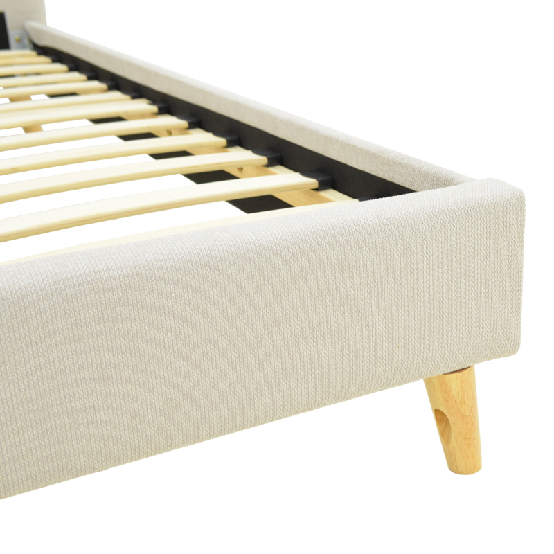 Κρεβάτι LumiLux pakoworld ύφασμα σε μπεζ απόχρωση 160x200εκ